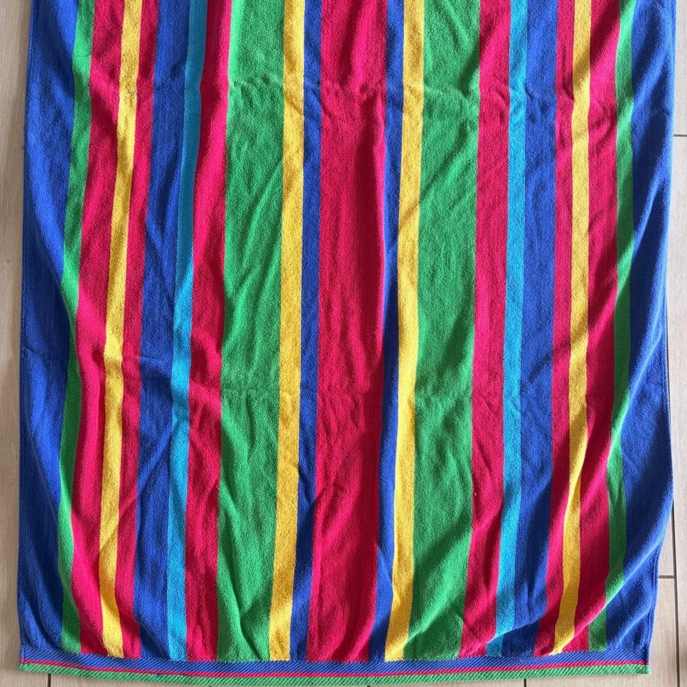 Cecil Saydah Company Vintage Striped Beach Towel 100% Cotton Multi-Color 31x61